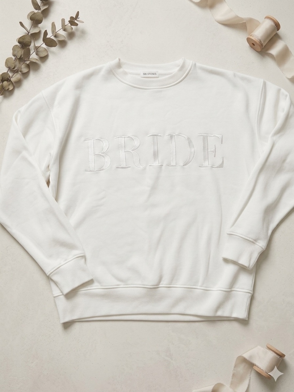 BRIDE Embroidered Crewneck Sweatshirt - White